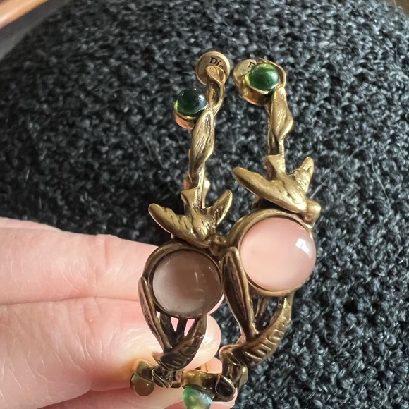 Elegant Gold and Green Women's hoop earrings - Picture 13 of 14